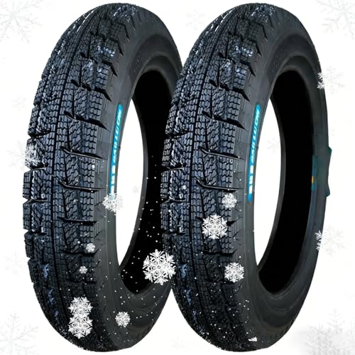 2PCS 3.00-10 Neumático sin Cámara 250kPa 42G, Antipinchazo con Patrón de Rodadura Profundo for Scooter, Moto, ATV, Delantero y Trasero, Invierno Todo Terreno