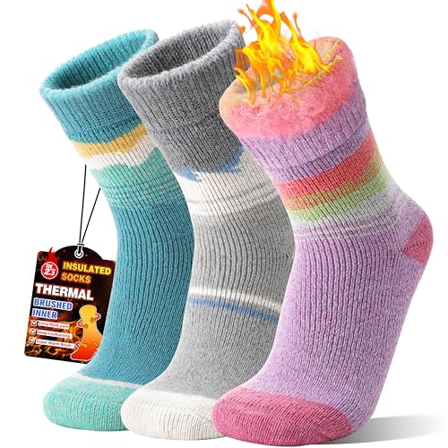 Image of 3 Pairs Thermal Warm Socks for Men & Women Thick Winter Extra Warm Insulated Boot Ski Socks for Cold Weather