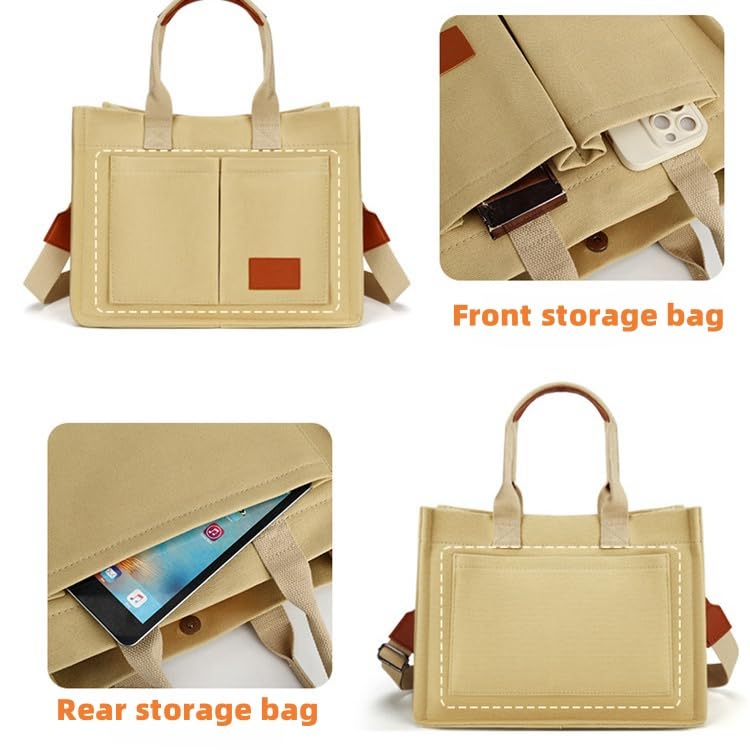 Women's canvas handbag, multiple pockets, women's large diagonal shoulder fashionable shoulder bag, with compartments4