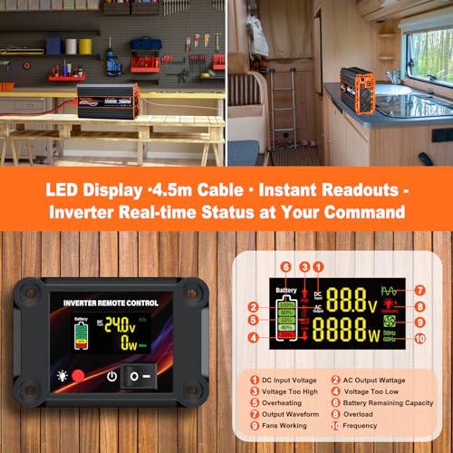 Inverter 3500W 7000W avec télécommande filaire et double prise secteur EU - 2