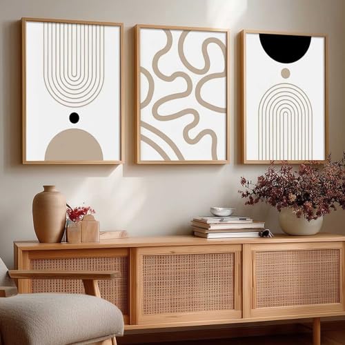 Image of kotart Boho Art Home Decoration Paintings With Frame For Living Room Bed Room Hotel Wall Decor Digital Reprint Set of 3 (13X17 inch)