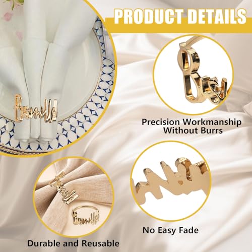 Napkin Rings, 18 Pack Bismillah Letter Metal Napkin Ring Set, Alphabet Napkin Buckles Holders Dinner Table Decor Accessories for Wedding, Party, Ramadan, Candlelit Banquet (Gold) - Cosy Home Interiors Napkin Rings, 18 Pack Bismillah Letter Metal Napkin Ring Set, Alphabet Napkin Buckles Holders Dinner Table Decor Accessories for Wedding, Party, Ramadan, Candlelit Banquet (Gold) - Image 3
