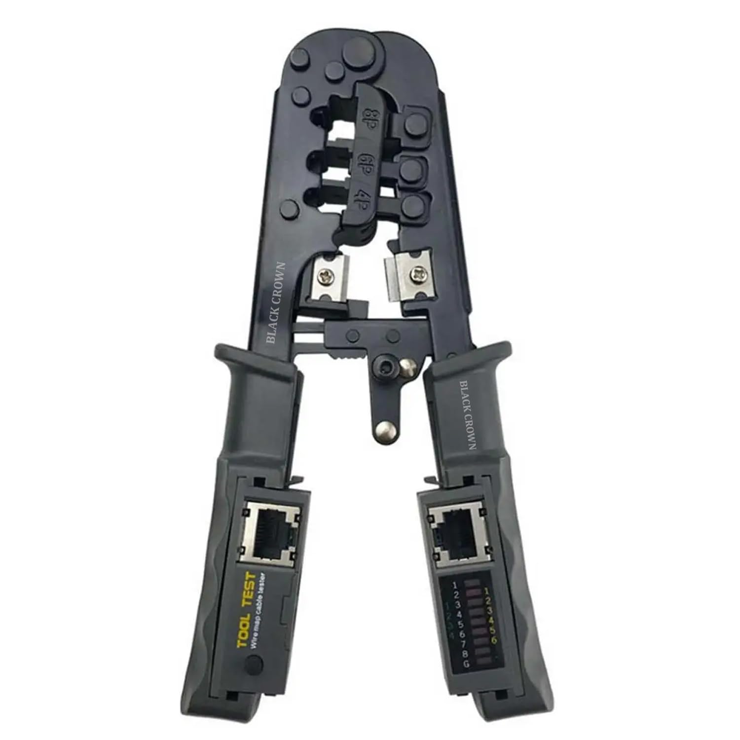 BLACK CROWN 8P 6P 4P All in One Cable Tester Crimper for RJ45 RJ12 RJ11 Modular Plugs Network Connectors Strip Cut Test and Crimp Tool.(Black)-image-31