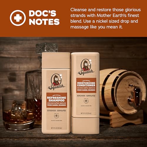 Dr. Squatch Natural Hair Bundle for Men - Healthy, Full Looking Hair - Wood Barrel Bourbon Shampoo (11 fl oz), Wood Barrel Bourbon Conditioner (11 fl oz) - Image 5