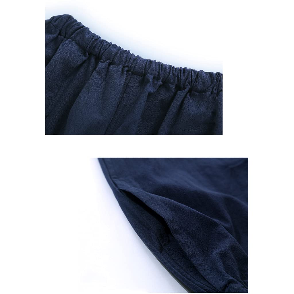 Chinois Traditionnel Manches Longues Tang Costume Kung Fu Uniforme Chemise pour Hommes Kung Fu Veste Pantalon, Coton Pur Tai Chi Uniforme, Hanfu Kung Fu Wing Chun Ch Blue-M