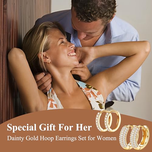 YADOCA Chunky Gold Hoop Earrings Set for Women 18K Gold Filled Huggie Hoops Earrings Hypoallergenic Thick Lightweight Small Silver Hoop Earring Jewelry for Gifts2