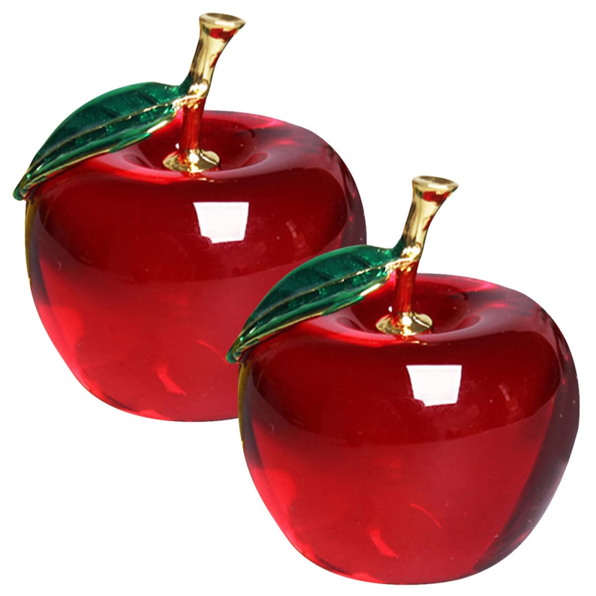 Figurines cristal de pomme rouge en verre decoration de bureau unique