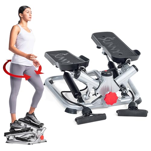 Sunny Health & Fitness Advanced Twist Stepper Machine Workout Cardio Mini Stair Master Climber Thigh Space Twist Stepper Resistance Band w Optional Free SunnyFit App Enhanced Bluetooth Connectivity