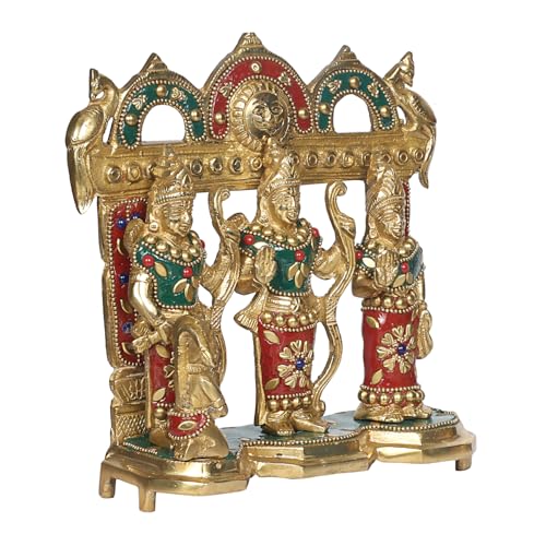 Image of ARTVARKO Ram Darbar Multicolor Brass Statue Shree Ram Ji Sita Laxman Hanuman Home Decor Puja Bhagwan Idol Murti for Mandir Temple 7.5 Inches (Multicolor)