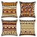 Ohok Lot de 4 Housse de Coussin Géométrie des Couleurs Motif 45 x 45 cm Taie d'oreiller Chanvre Fin Douce pour Maison Salon Canapé Chambre Décoration (Imprimé Africain)