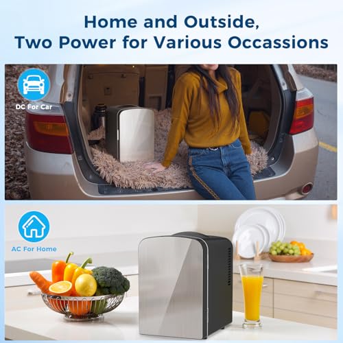 Image of Antarctic Star Compact Refrigerator, Portable Mini Fridge, Skin Care 4L Capacity /6 Cans, for Bedroom, Car, Office & Dorm, Small Cooler for Cosmetics, Magnetic Brushed Stainless Steel Door,Black