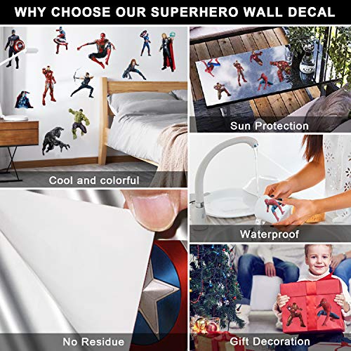 Superhero Wall Decals, 23 Pcs Large Waterproof Superhero Wall Kitchen Sticker Removable Decor Mural For Wall Bathroom Bedroom Living Room Kitchen Decoration… #TOP2