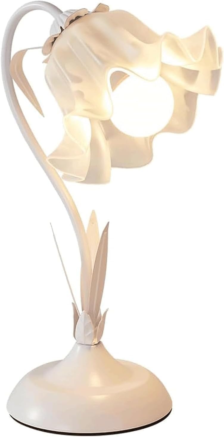 DFAEEKIYO Table Lamp Flower Desk Bedside Vintage Adjustable Reading Light(White)