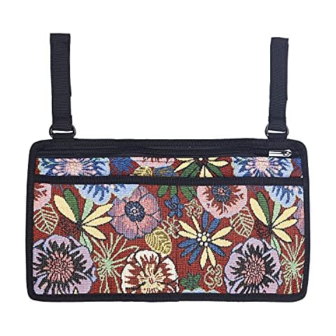 Wheelchair Side Bag, Mobolity Scooter Storage Bag, 6 Pockets Mobility Scooter Side Pouch for Keys, Phone, Cup Cover