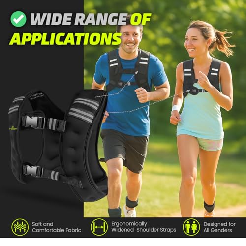 Image of HACER Weighted Vest with Sand Filling Strength Training Equipment Adjustable Straps Pockets Weights for Men and Women Gym Workout Running (Pack of 1, Black, 5kg)