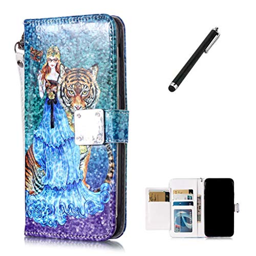 Beddouuk Samsung Galaxy S8 Case Wallet,Premium PU Flip Leather Case with [Kickstand] [Card Slots] Magnetic Closure Notebook Cover Case for Samsung Galaxy S8-Tiger