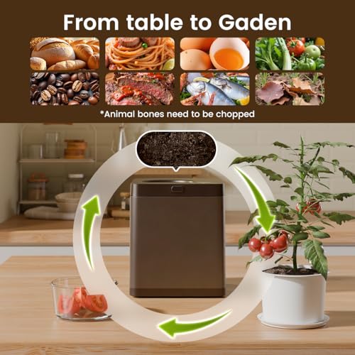 TOPZEE Electric Kitchen Composter - 3L for Countertop, Indoor/Outdoor Odourless Compost Machine, 4H Fast Composting, Light Brown - Image 7