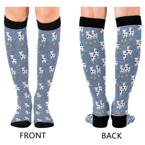 ALAZA Giraffe Cartoon Leaves Compression Socks for Women Men Circulation Long Socks Running Athletic Cycling2