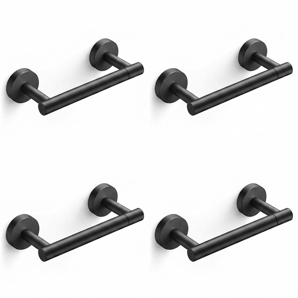 FORIOUS Toilet Paper Holder Wall Mount, Stainless Steel Rustproof Double Post Pivoting Tissue Roll Holder for Bathroom, Commercial Toilet Paper Dispenser (Matte Black, Classic 4 Pack)