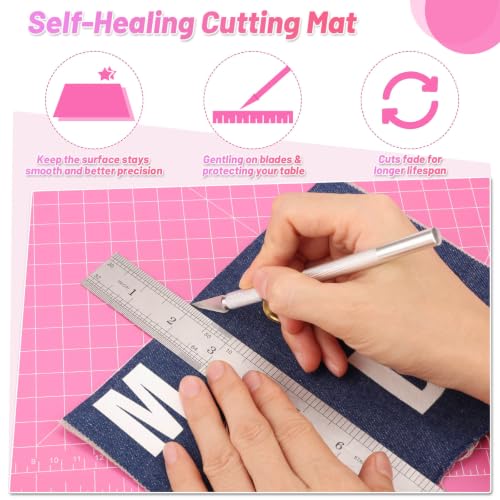 Image of anezus Self Healing Cutting Mat for Rotary Cutting, 17.8 inch x 11.9 inch, Pink