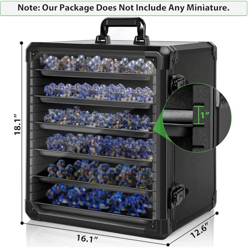 Miniatures Storage Case Miniatures Transport Case Aluminum Alloy Frame with Lock (Large Size)
