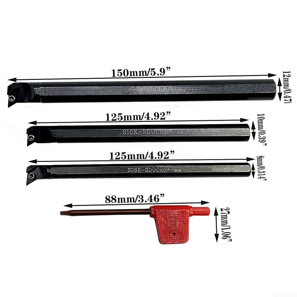 Lot de 3 barres d'alésage internes haute performance et 20 inserts pour une coupe efficace des matériaux
