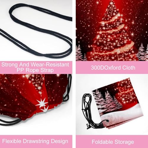 2Pcs Drawstring Backpack, Red Christmas Tree Drawstring Gym Bags String Bags for Sports, Gym, Travel3