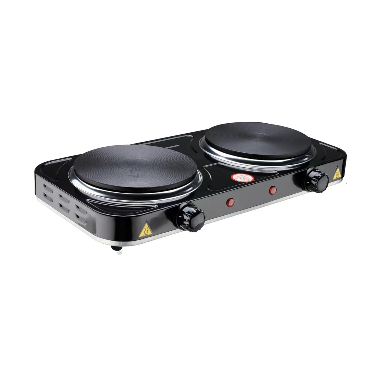 electric hot plate, 2200w countertop burner, cast iron 2 burners, portable electric burner stove, portable double burners for cooking,easy to clean, black