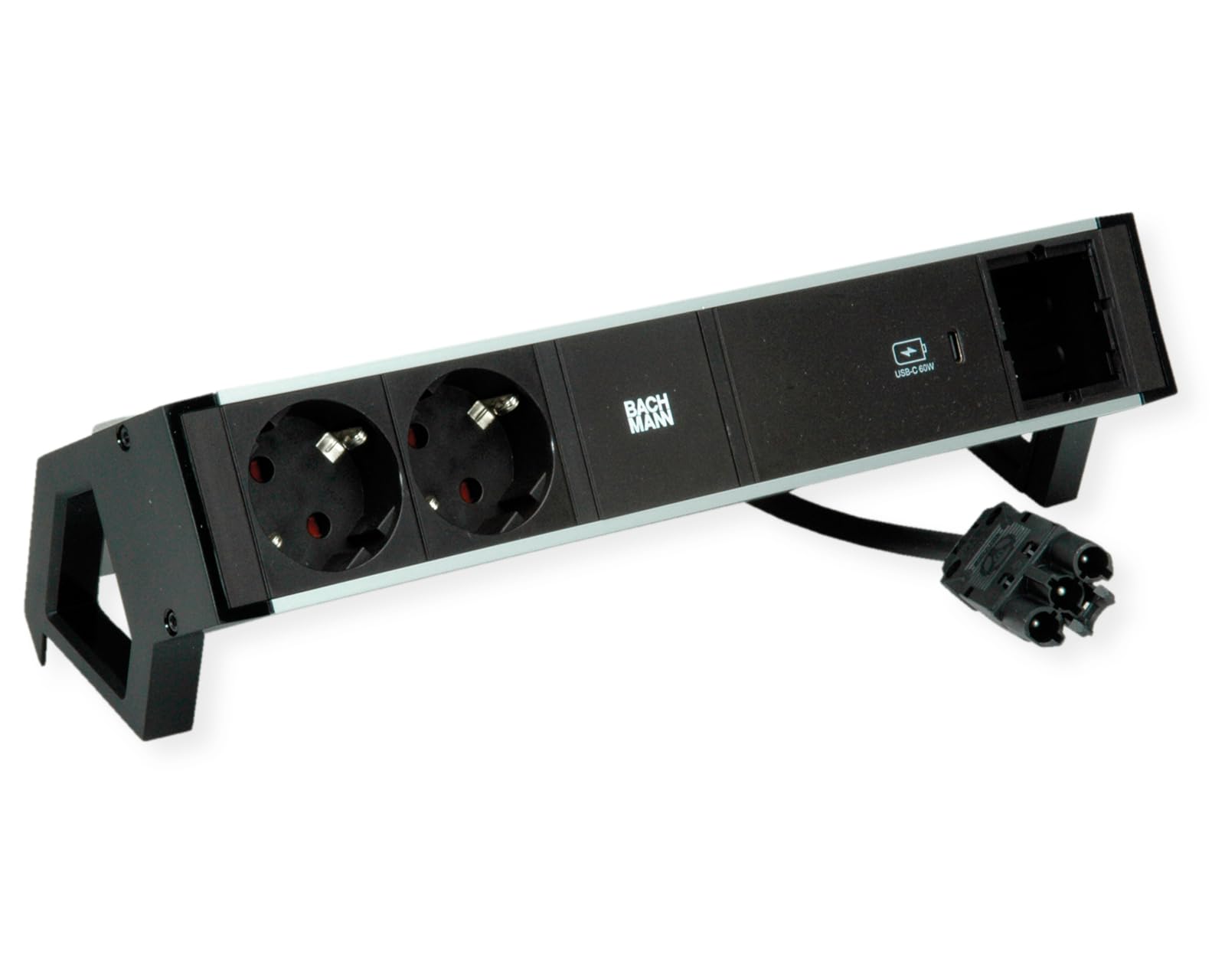BACHMANN DESK2 Aluminium Black 2 x Protective Devices USBC USB Charger 60 W 1 x ABD 0.2 m GST18