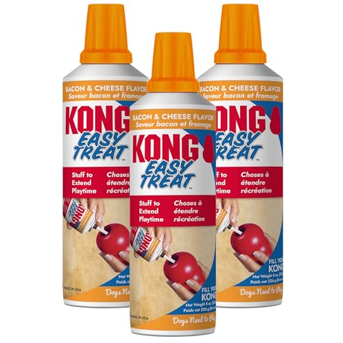 KONG Easy Treat Dog Paste 3-Pack Mess-Free Stuffing Toys Training & Reward Treats Made in USA Highly Digestible No Refrigeration Needed (Bacon & Cheese)