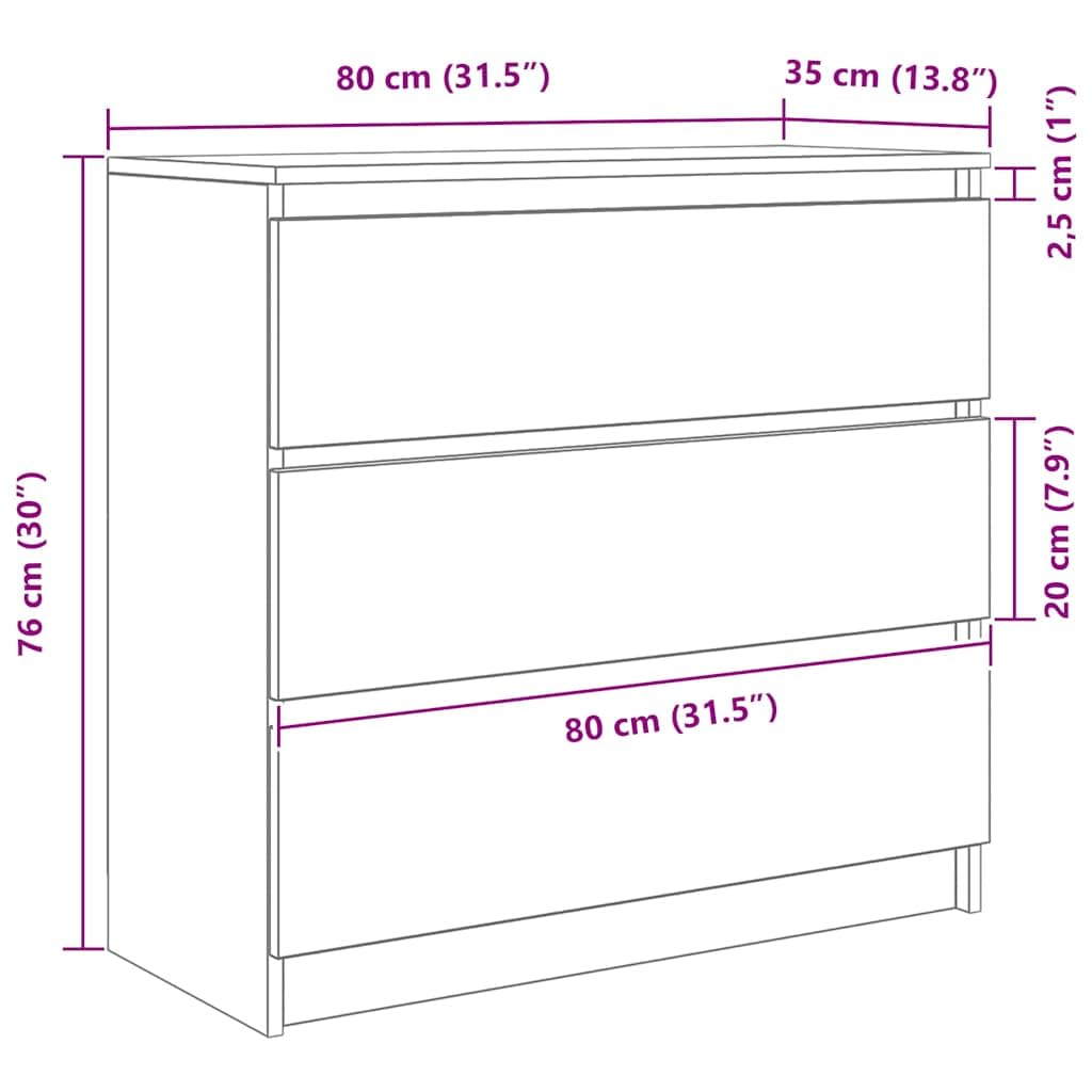 vidaXL Szafka, biała, 80x35x76 cm, materiał drewnopochodny