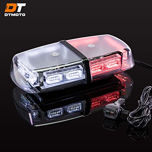 12" 36W Red White LED Strobe Flashing Police Mini Light Bar - Waterproof Magnetic Roof Top Mount Warning Emergency Police Lights For Fire Fighter Vehicle Truck