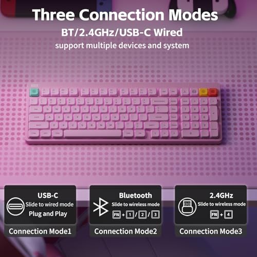 Image of NuPhy Node100 Wireless Mechanical Keyboard, Hot Swappable Custom Low Profile Keyboard, 103 Keys Computer Gaming Keyboards, Supports Touch Gestures, PBT Keycaps, RGB Backlit, Bluetooth /2.4GHz /USB-C