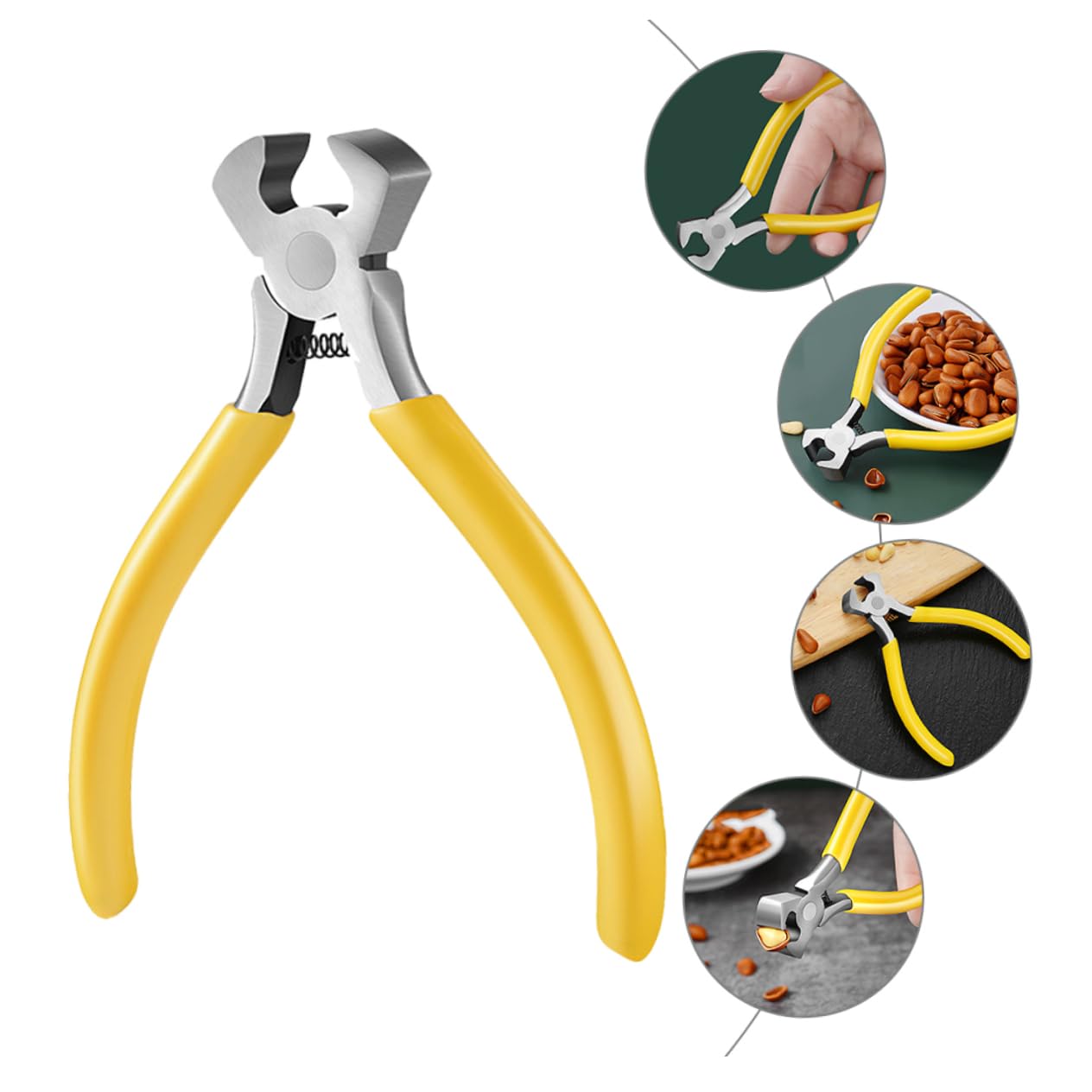 SOLUSTRE 1Pc Stainless Steel Peanut Sheller Nutcracker Tool Sunflower Clip for Effortless Peeling of Pine Nuts Pistachios and More Kitchen Accessory Yellow