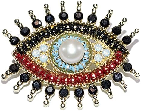 Lucky Charm Evil Eye Aojo Brooch Pin for Women with Freshwater Pearl image 5