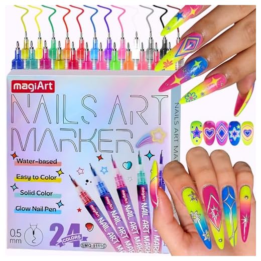 MKNZOME 24 Color Nail Art Pens, Classic & Neon Nail