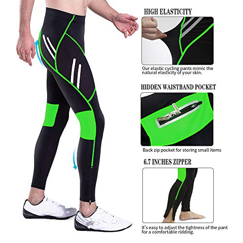 MEETWEE Herren Radlerhose Lange Fahrradhose, Kompression Radhose Leggings Radsport Hose für Männer Elastische Atmungsaktive 3D Schwamm Sitzpolster