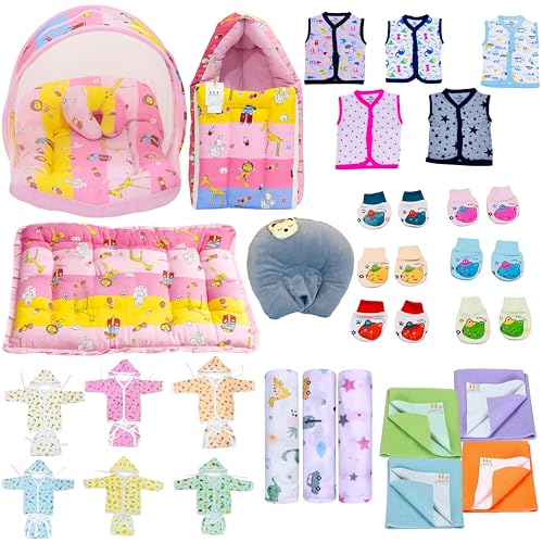 Image of Infantbond by fareto All Season use Baby Essentials Combo | Baby Products | Baby Gift Set | Baby Combo Set for new Born (0-6months)(Pack of 41) (Pink ziffi)