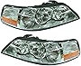 Evan-Fischer Headlight Set Compatible with 2003-2004 Lincoln Town Car Left Driver and Right Passenger Side Halogen With bulb(s)
