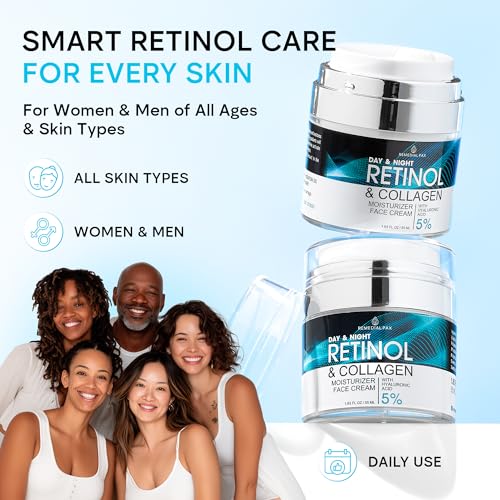 Face Moisturizer Retinol Cream, Anti Aging Neck Firming Cream, Collagen Day & Night Face Cream with Hyaluronic Acid for Women & Men, 1.85 Fl Oz — view 2