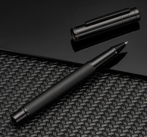 Image of Hongdian Matte Black Forest Rollerball Pen with Schmidt Black Ink Refill, Classic Design with Metal Case for Business Signature