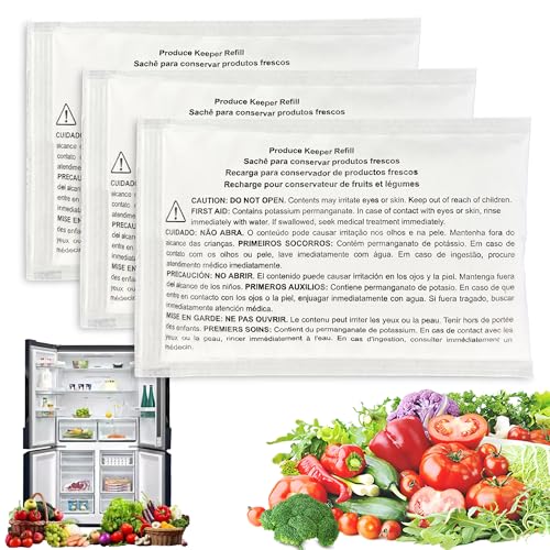 3 Pack PK-1 Produce Saver Refills for Frigidaire Pure Air Produce Keeper FRPAPKRF2PK FRPAPKRF Compatible with Frigidaire Crisp Seal Fresh System Crisper Drawers