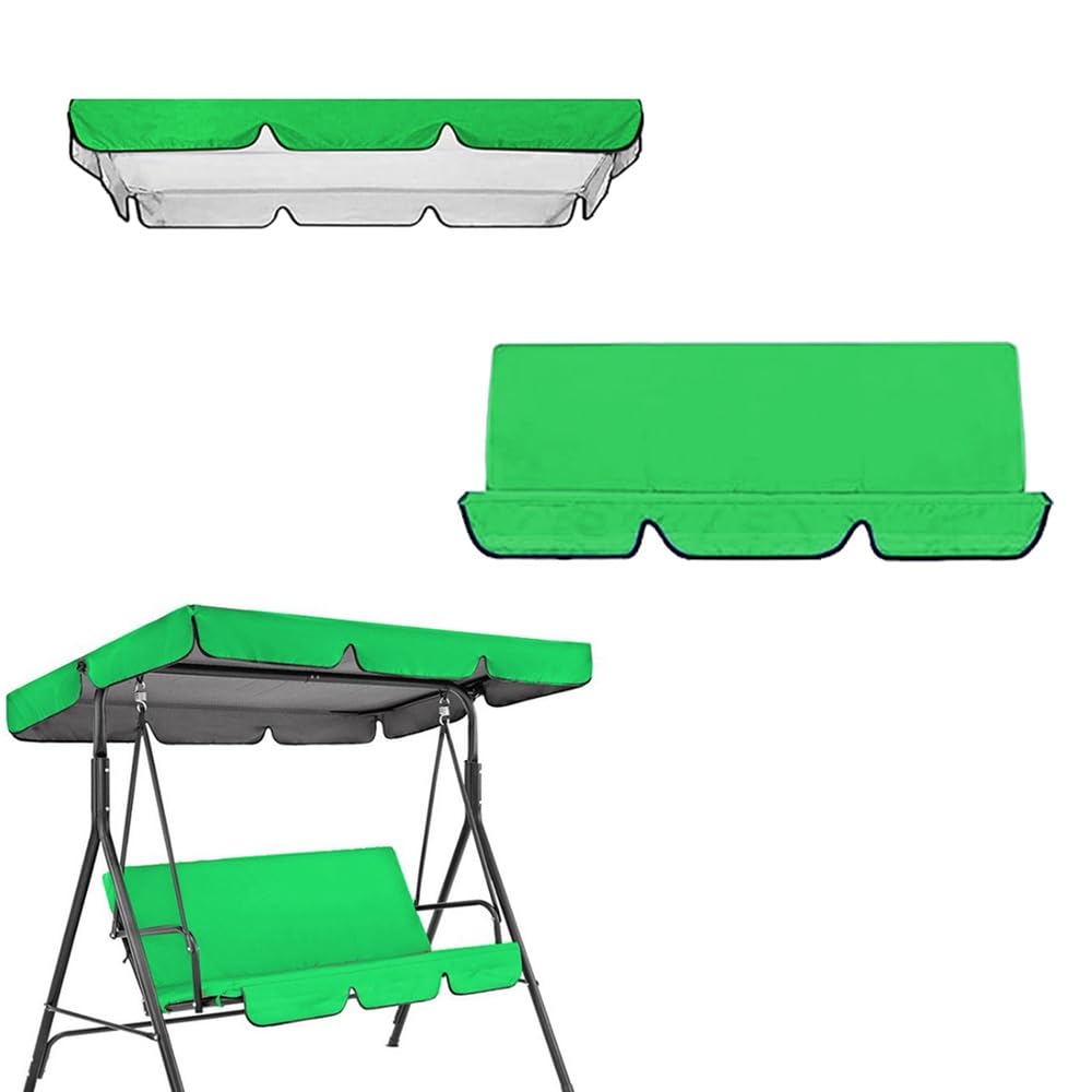SMCMGECEUZ Universal Swing Canopy Replacement Cover Set Porch Swing Canopy 2 3 Seat Replacement Canopy And Swing Cushion Cover 210D Oxford Fabric(Green,249x185cm(98x73in))