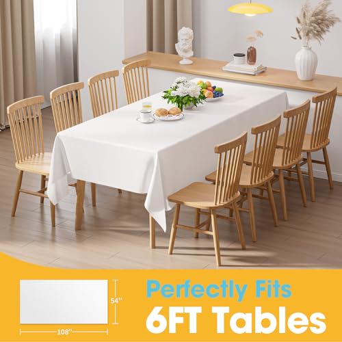 White Plastic Table Cloth - 4 Pack 54" × 108" Rectangle Disposable Tablecloths for 6FT Tables, Waterproof Table Cover for Party, Holiday & Gathering Use - Image 6