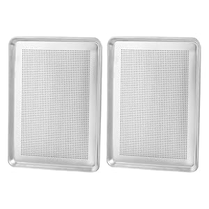 2Pcs Perforated Aluminum Sheet Pans NonStick Bakings Tray Bakeries Cake Buns Pans for Bakings & Roasting Easy to Clean Bakings Tray