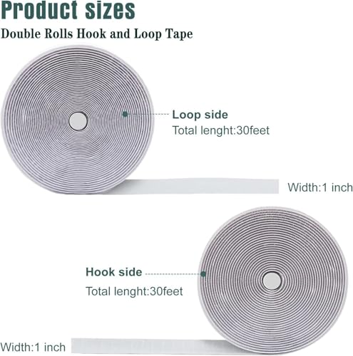 Image of WGLILO 1 Inch x 30 Feet Hook and Loop Strips with Adhesive, Double Sided Nylon Self Adhesive Tape for Home Office School and Crafting, Prevent Sofa Cushions, Mats, Mattresses from Sliding, White