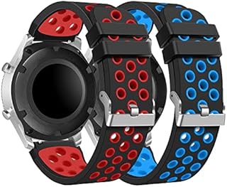 LDDAL Compatible 22mm S3 Watch Strap, Soft Silicone Watch Band for Samsung Gear S3 Classic/Frontier/Galaxy Watch 2018(46mm), Silver Stainless Steel Buckle
