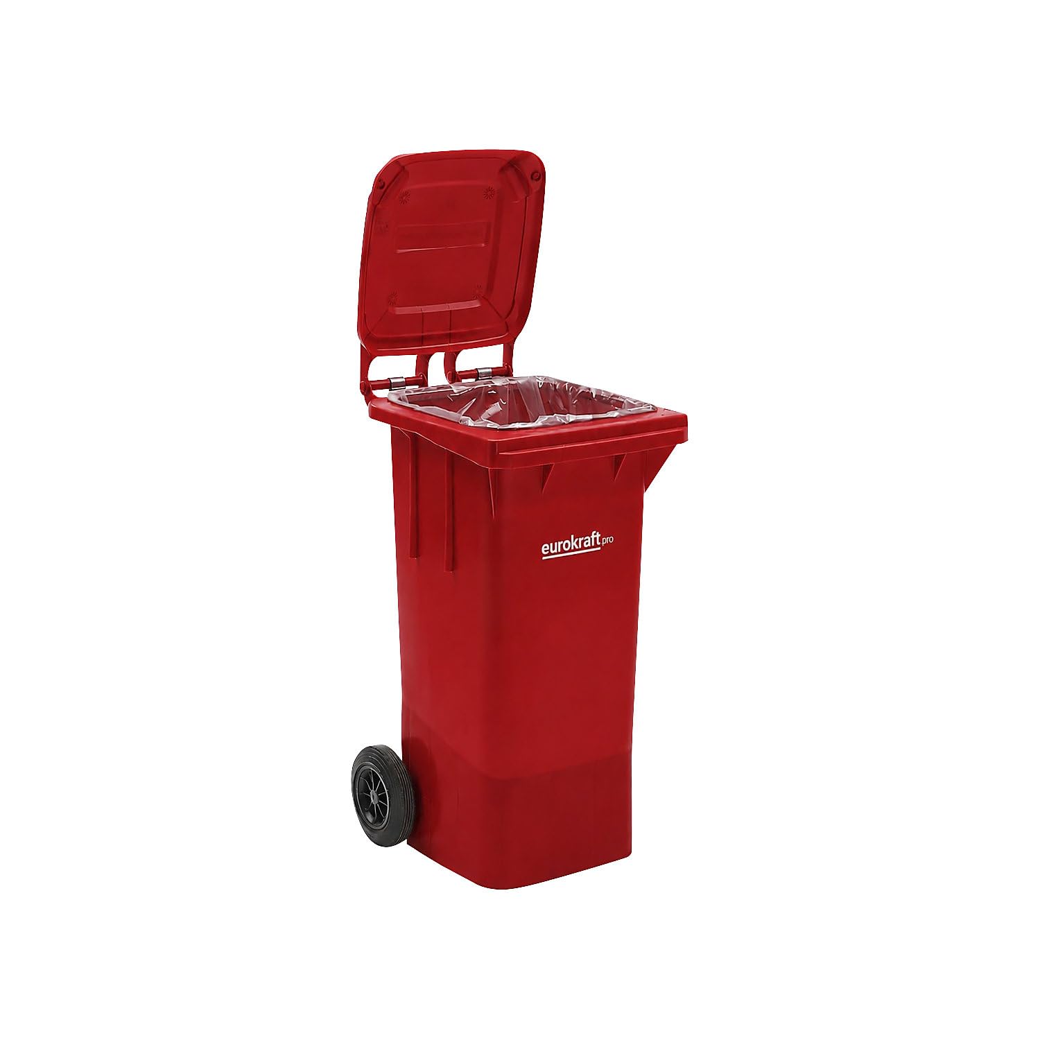 eurokraft | Poubelle en plastique conforme DIN EN 840 | capacité 120 l | l x h x p 505 x 1005 x 555 mm | rouge
