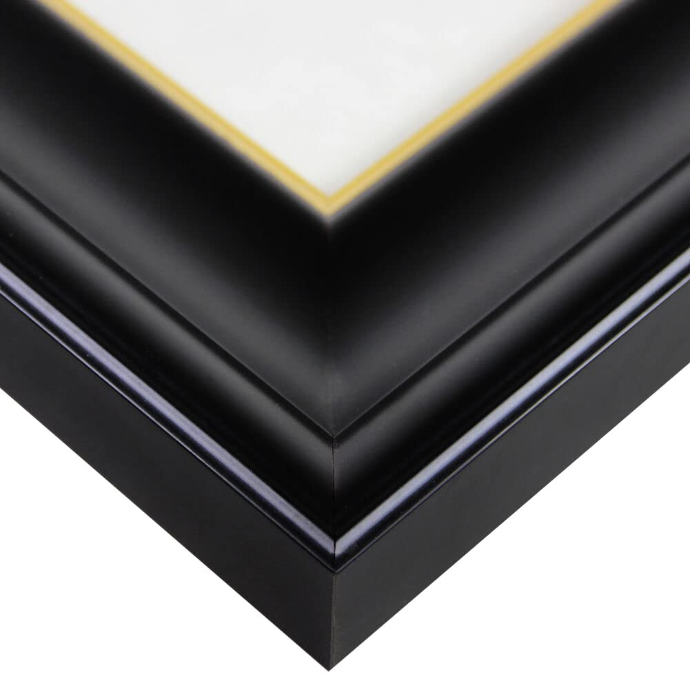 Online-GalleryKing Eleganter Bilderrahmen in Schwarz mit schmaler Goldkante 48 x 68 cm | Größe wählbar | Edler Holzrahmen | Maßanfertigung | für Fotos, Poster & Puzzle | OGK_44
