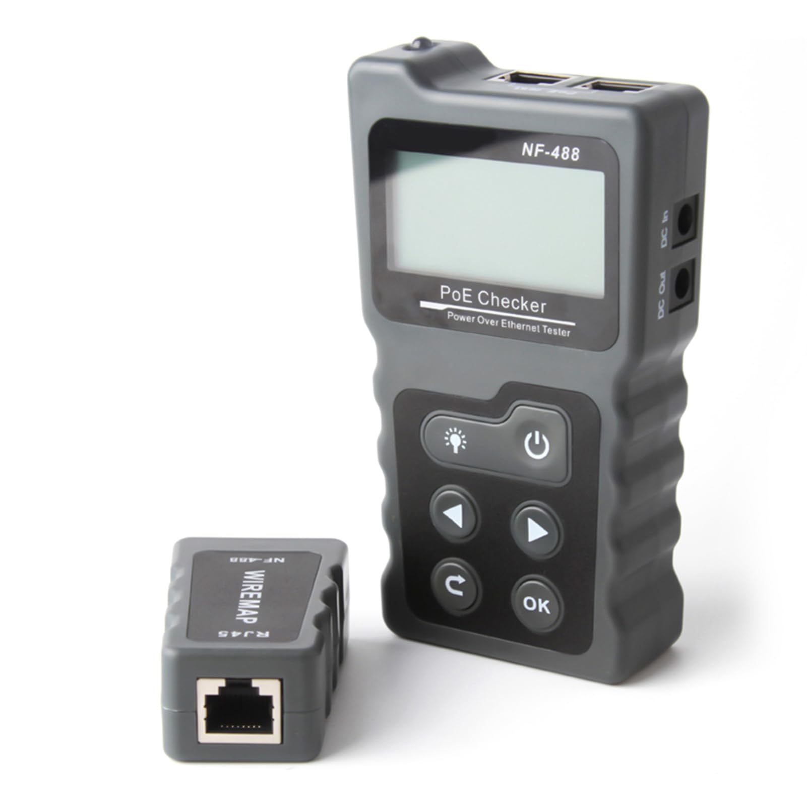Walmeck Tester PoE, Wielofunkcyjny Tester Kabli Sieciowych LCD z Wbudowanym Miernikiem Napięcia i Prądu PoE, do Standardowych, Niestandardowych urządzeń, Systemów Zasilania PD